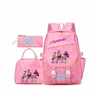 Pink Kids Backpack Set with Matching Lunch Bag and Pencil Case